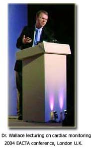 Dr. Wallace lecturing on cardiac monitoring in London